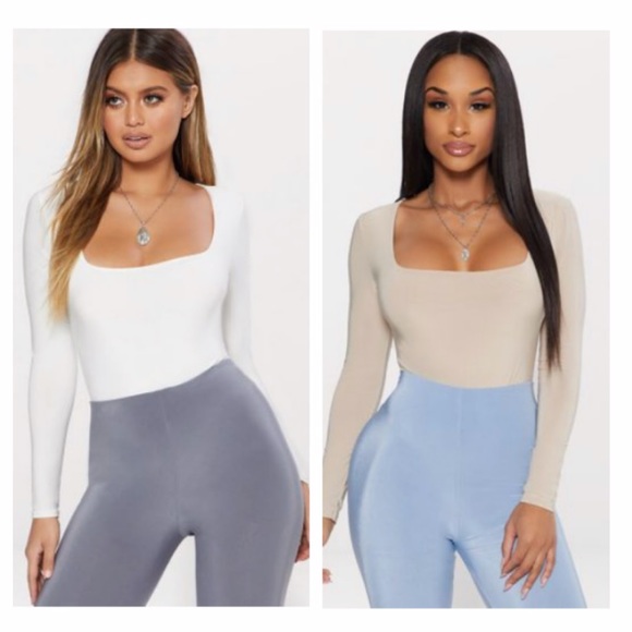 PrettyLittleThing Tops - Pretty Little Thing White & Nude Bodysuit Bundle
